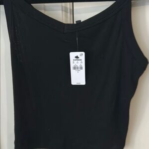 Express Black Asymmetrical Crop Tank Top